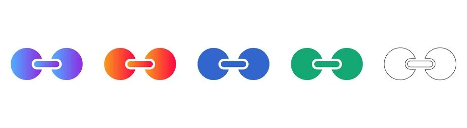 Connected Circle Link Network Icon Set 스톡 일러스트