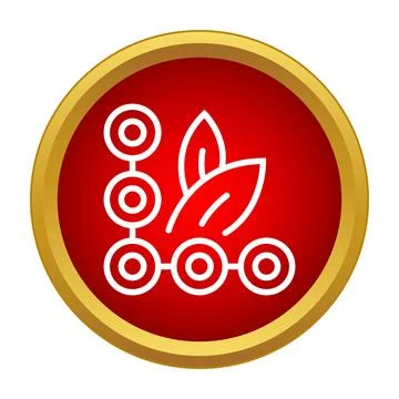 Connected circles and leaves on red background icon Stock Illustration