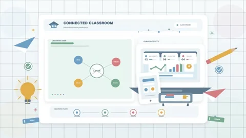 Connected Classroom Interactive Learning Workspace Digital Platform Interface Vídeos de archivo 344353551