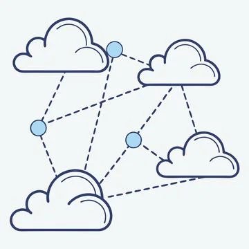 Connected Cloud Icons , Visualizing Digital Networking 스톡 일러스트