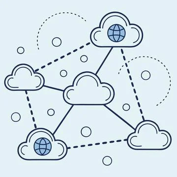 Connected Cloud Icons , Visualizing Digital Networking イラスト素材