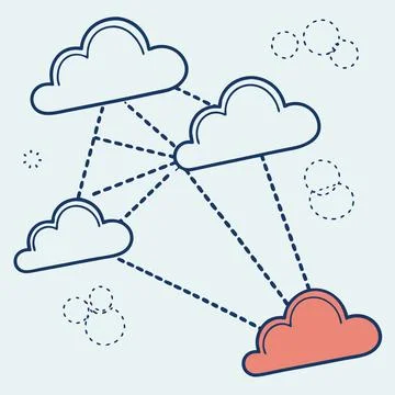 Connected Cloud Icons , Visualizing Digital Networking Stock Illustration