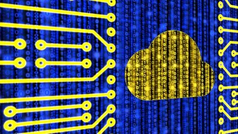 Connected cloud internet of things circuit concept Stock Illustration