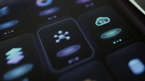 Connected Cloud Services App Grid on Mobile Device Stock Footage 341872550