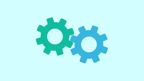 Connected cogwheels rotating 2d Animation with Alpha Matte Stock Footage 336039136