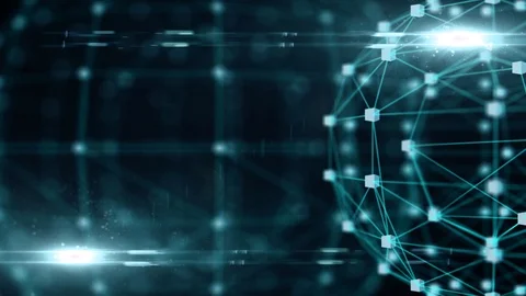 Connected communications network infrastructure cloud big data polygon render Stock Footage 101667760