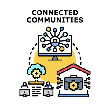 Connected communities building remote social business network 스톡 일러스트