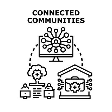 Connected communities building remote social business network 스톡 일러스트