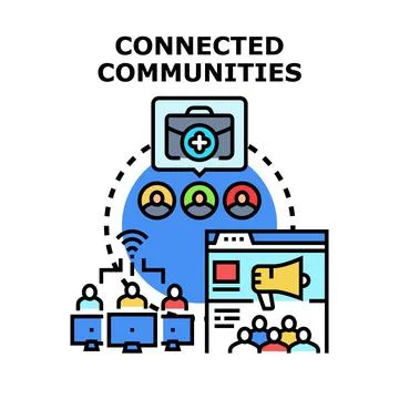Connected communities building social network support Stock Illustration