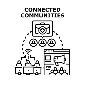 Connected communities building social network support Ilustración de archivo