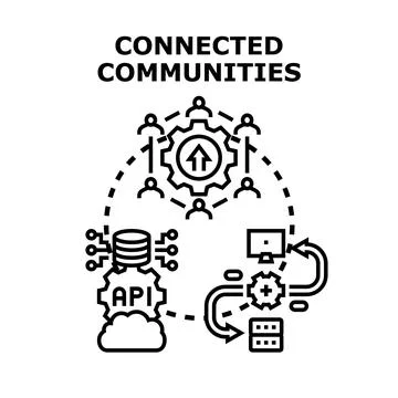 Connected communities sharing data through digital networks 库存插图