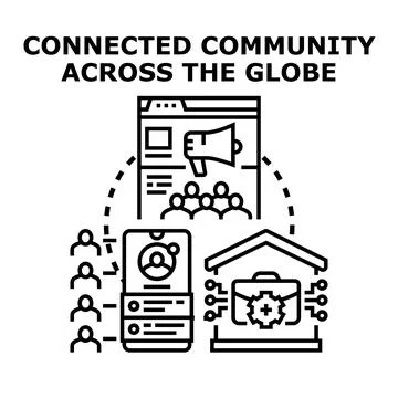 Connected community across the globe concept vector Stock Illustration
