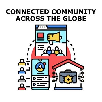 Connected community across the globe concept vector Stock Illustration