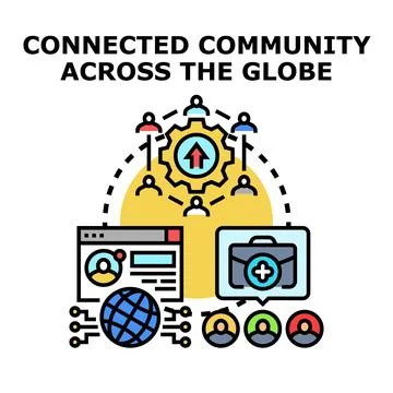 Connected community across globe, global network concept Stock Illustration