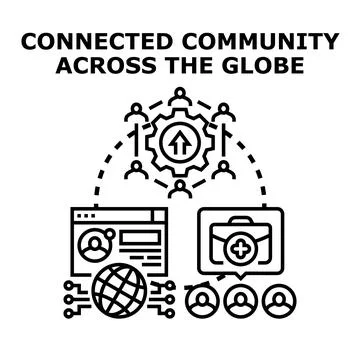 Connected community across globe, global network concept Stock Illustration