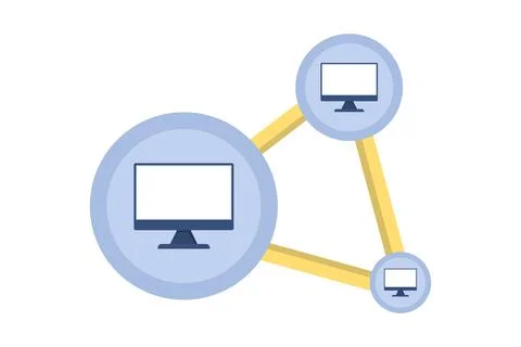 Connected computer icons forming a network topology Stockillustratie