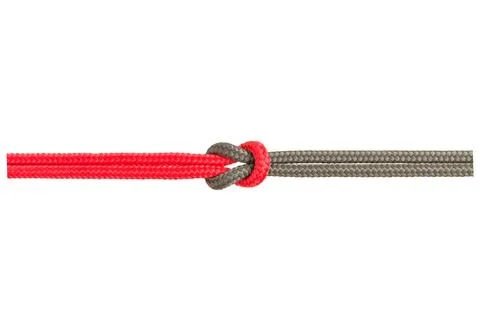 Connected concept , Different ropes tied isolate on white with clipping path Stock Photos