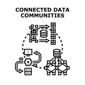 Connected data communities processing and analysis system Stock Illustration