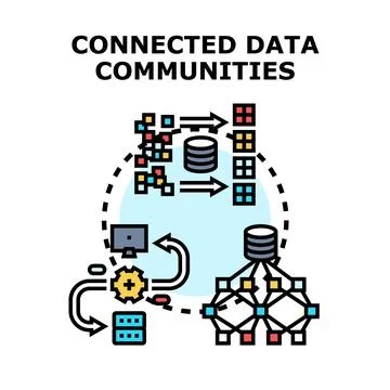 Connected data communities processing and analysis system Stock Illustration