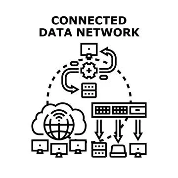Connected data network illustrating global information exchange イラスト素材