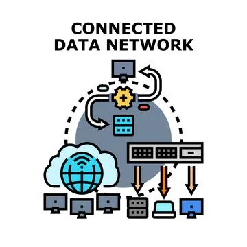 Connected data network illustrating global information exchange Stock Illustration