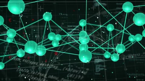 Connected data network rotating with camera shift, pulsing and accenting nodes Stock Footage 334337945