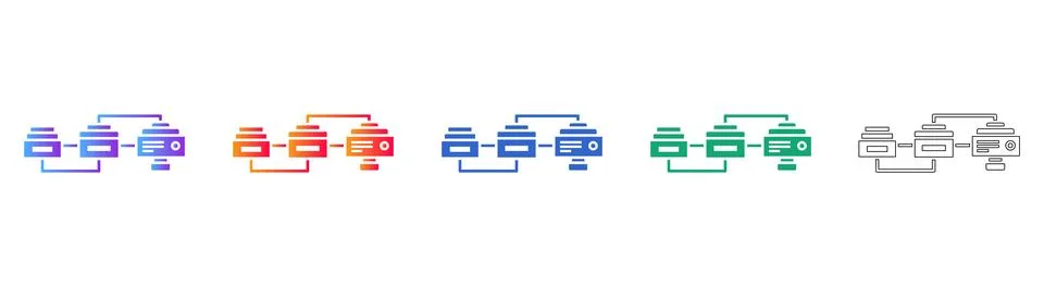 Connected Data Nodes and Network Infrastructure Icons Illustrazione stock