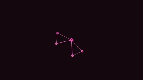 Connected data nodes network line icon, pink neon style Stock Footage 342598669