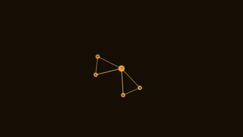 Connected data nodes network line icon, amber neon style Видео 342598683