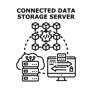 Connected data storage server computing network concept Stock-Illustration