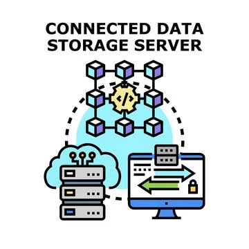 Connected data storage server computing network concept Stock Illustration