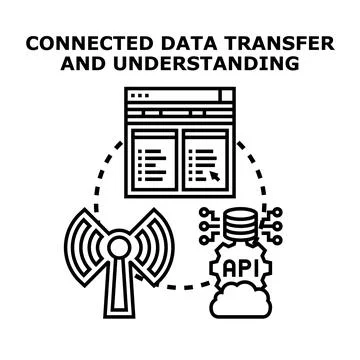 Connected data transfer processing and understanding concept Stock Illustration