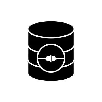 Connected Database Network Black Filled Style Icon Stock-Illustration