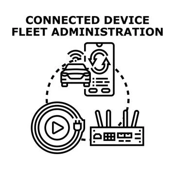 Connected device fleet administration and remote smart management Stock Illustration
