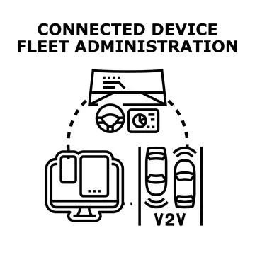 Connected device fleet administration vector concept Stock Illustration