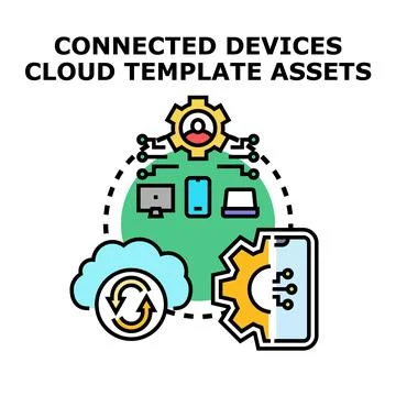 Connected devices and cloud computing technology concept Illustrazione stock