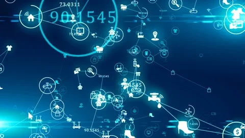 Connected devices big data cloud computing internet of things IOT AI network Stock Footage 126016829