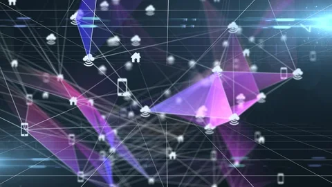 Connected devices cloud computing networks Internet of things IOT 3D render 動画素材 101667879