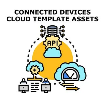 Connected devices cloud computing template assets concept Stockillustratie