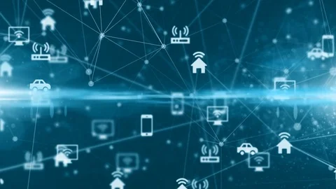 Connected devices Internet of things (IoT) cloud computing data network Stock Footage