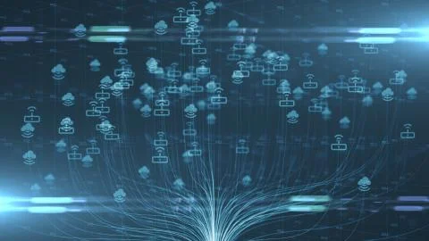 Connected devices Internet of things (IoT) cloud computing data network Stock Illustration