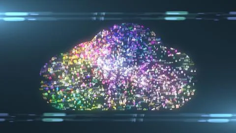 Connected devices Internet of things (IoT) cloud computing data network Illustrazione stock