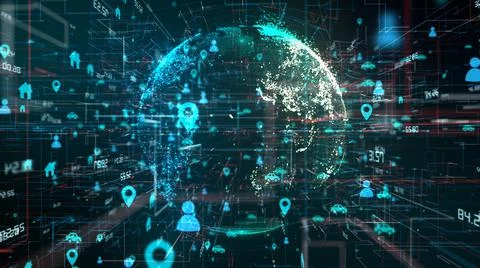 Connected devices Internet of things (IoT) cloud computing big data network  Stock Illustration