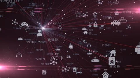 Connected devices Internet of things (IoT) cloud computing big data network  Stock Illustration