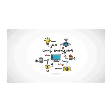 Connected devices iot concept illustration for digital technology networking 库存插图