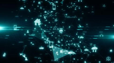 Connected devices network nodes Internet of things IOT cloud computing Stockillustratie