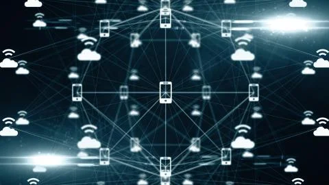 Connected devices using cloud computing networks for Internet of things IOT Stock Illustration