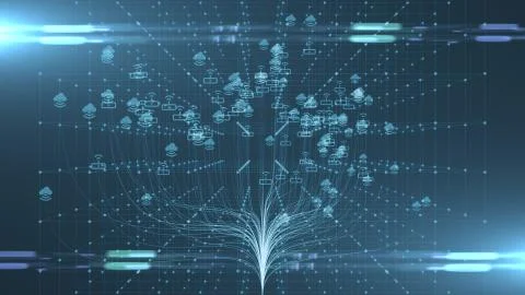 Connected devices using cloud computing networks for Internet of things IOT Illustrazione stock