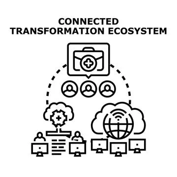 Connected digital business transformation ecosystem development イラスト素材