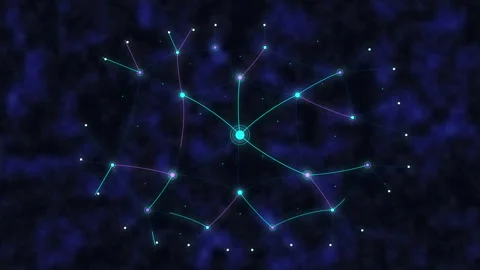 Connected digital network nodes with glowing points and data transfer 스톡 동영상 347245546